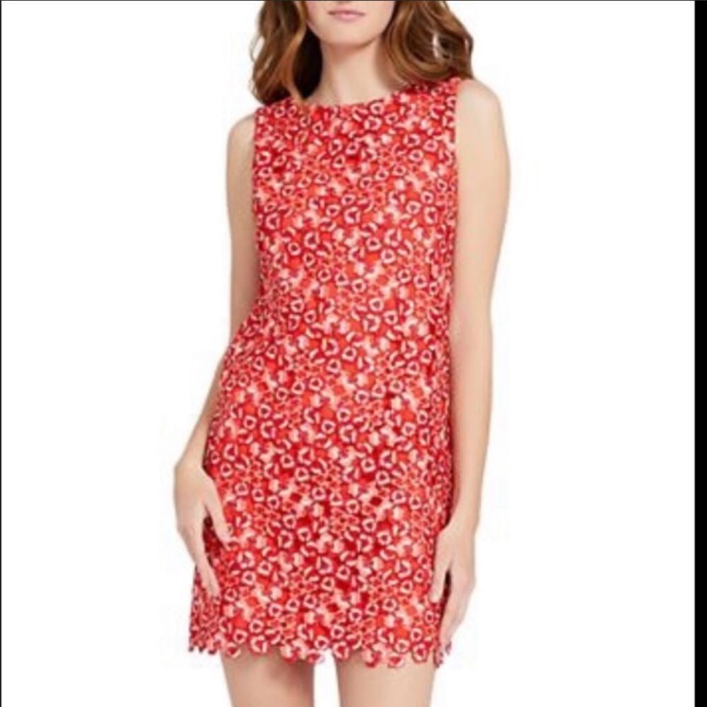 Alice
+ Olivia Clyde red lace shift dress women’s size 10